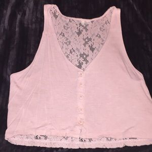 Light pink button down lose tank
